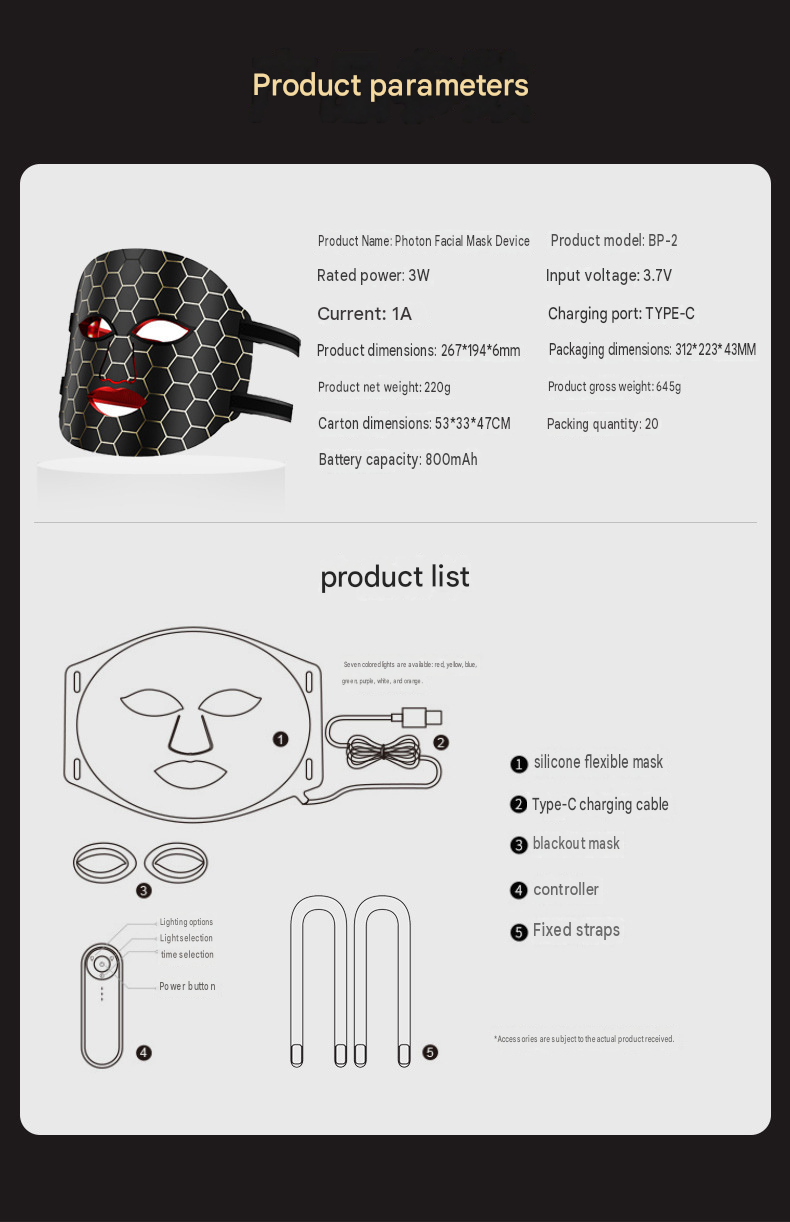 🔥🔥Final 3 Hours: 70% OFF🏆LED Red Light Beauty Mask