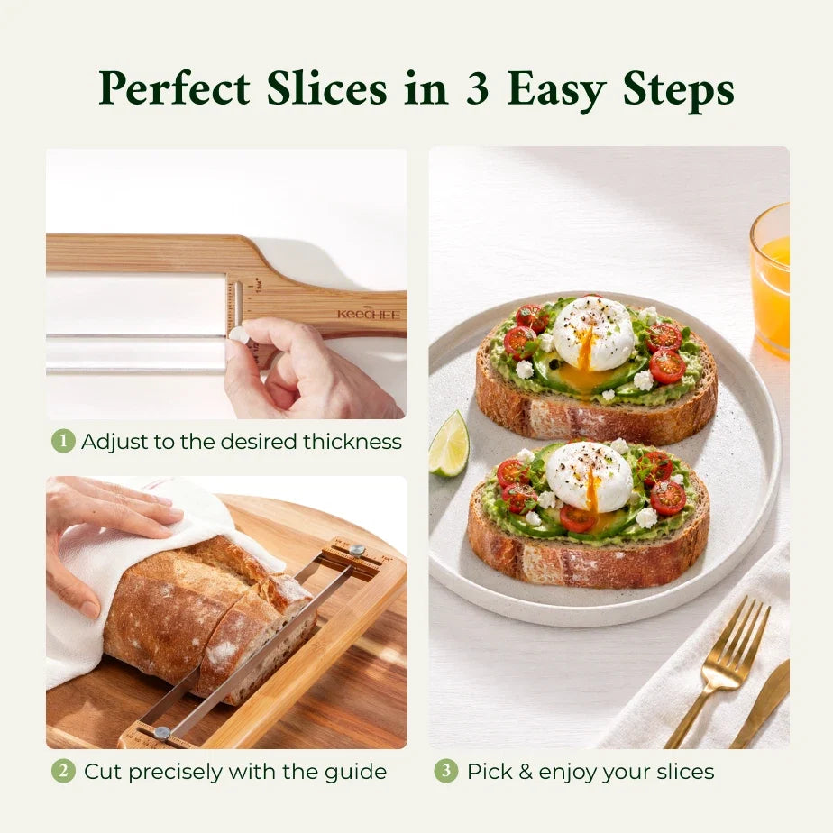 Keechee Adjustable Bread Slicer Knife with Thickness Guide